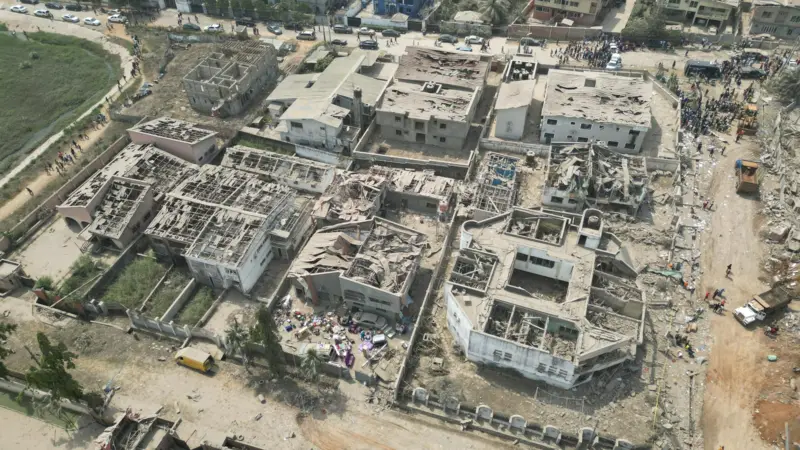 Bodija Ibadan explosion from the air showing the level of destruction 